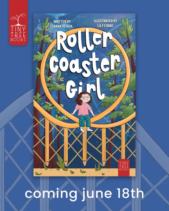 Cover of Rollercoaster Girl on a dark blue background with a rollercoaster illustration behind.