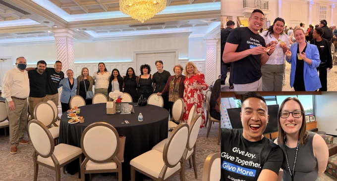 Three group selfies with friends and colleagues at the Bonner Summer Leadership Institute