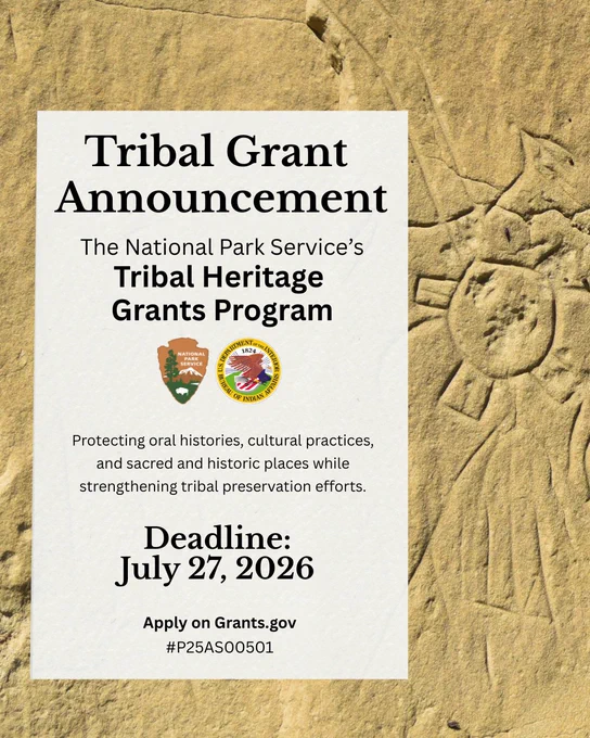 A graphic that announces a tribal grant to protect and preserve Native American culture, heritage and other preservation efforts.