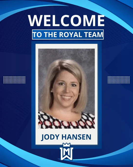 Graphic surrounding the picture of the newly named Watertown-Mayer Elementary Principal, Jody Hansen.