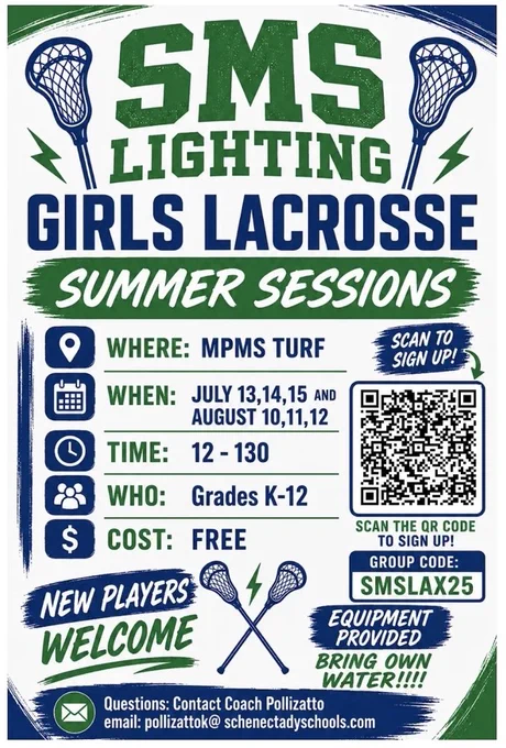 Flyer:  Girls Lacrosse Summer Sessions - Sign up