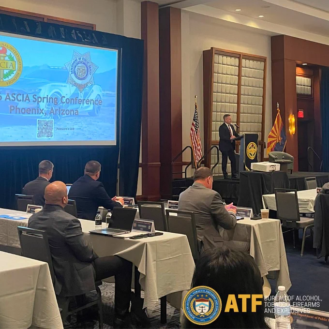 ATF Director Robert Cekada addresses attendees at the 2026 ASCIA Spring Conference in Phoenix, Arizona.