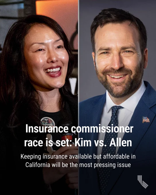 From left, insurance commissioner candidates Jane Kim and Ben Allen. Photos by Beth LaBerge, KQED, and the California State Senate
