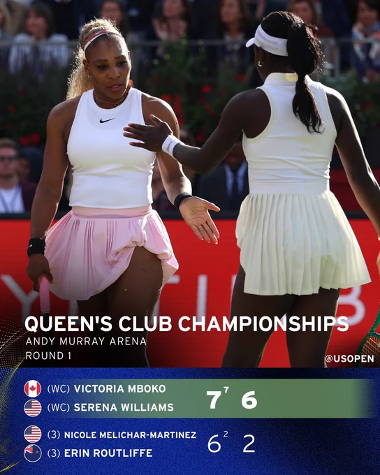 Mboko & Williams defeat Melichar-Martinez & Routliffe 7-6, 6-2 in Round 1 of the Queen's Club Championship