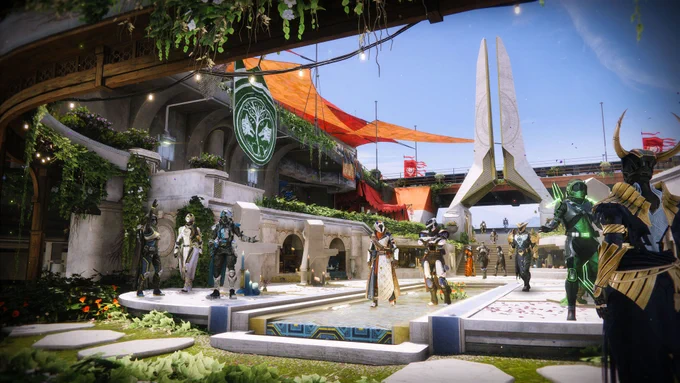 Guardians gather around the Monument of Triumph.