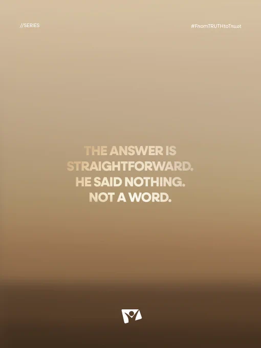 A minimalist quote design with a neutral gradient background. The quote reads 'The answer is straightforward. He said nothing. Not a word.' conveying simplicity and quiet introspection.