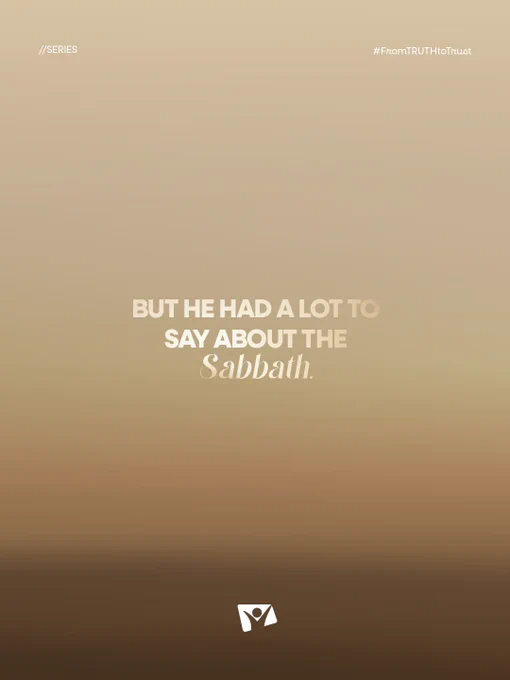 Minimalist typography image with text reflecting on the Sabbath. The background features a gradient brown tone, creating a contemplative mood.