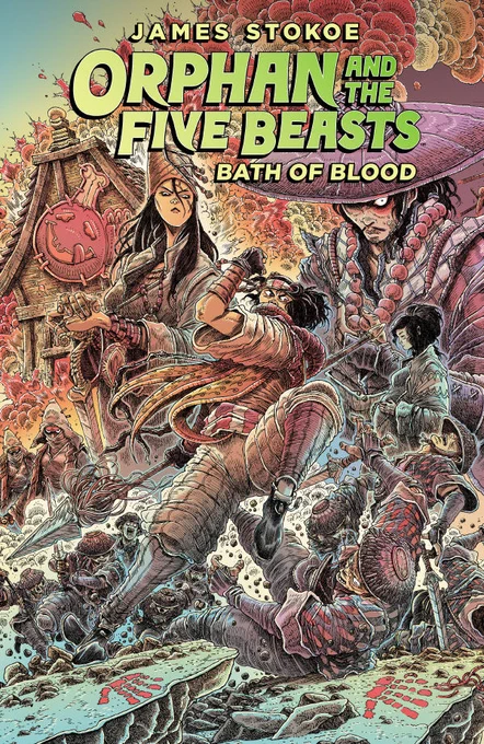 Cover of Orphan and the Five Beasts Volume 2: Bath of Blood, illustrated by James Stokoe
