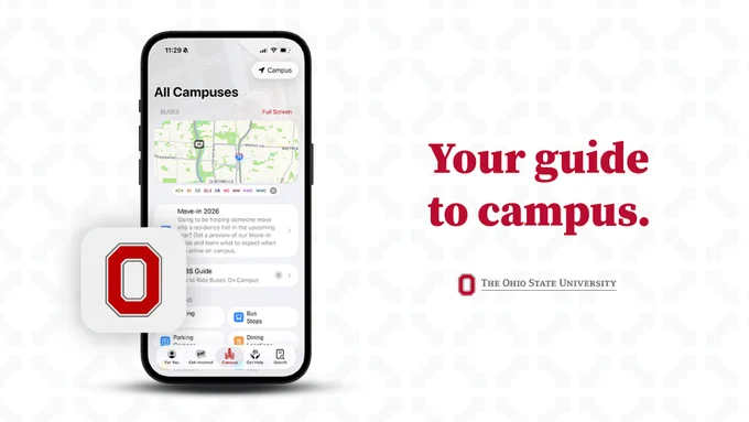 A phone displaying the Ohio State app.