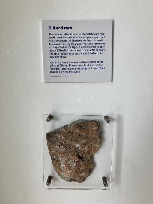 An interesting rare sample of a rock (Komatiite) that is found on Shetland and in South Africa