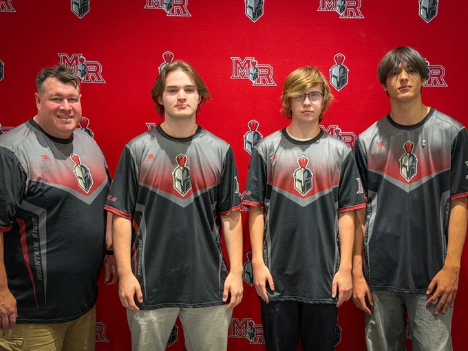 Mountain Ridge High School's Super Mash Bros. Esports team poses for a photo