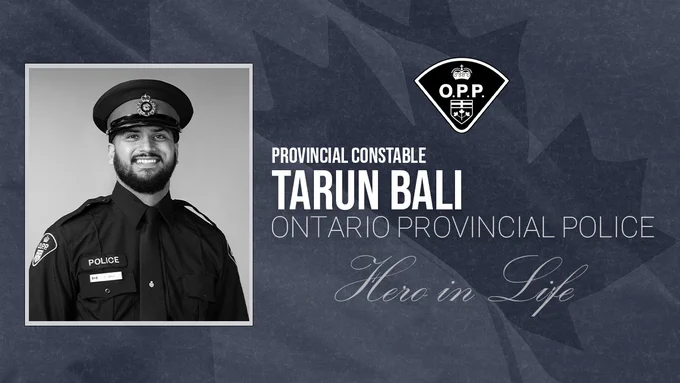Image of OPP Provincial Constable Tarun Bali, Ontario Provincial Police, Hero in Life.