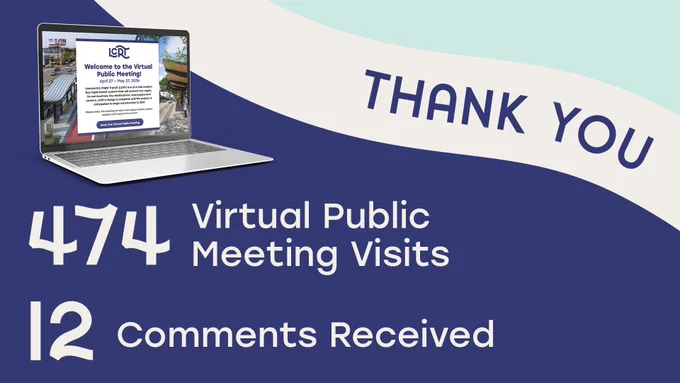 Our virtual public meeting had 474 visitors and received 12 comments.