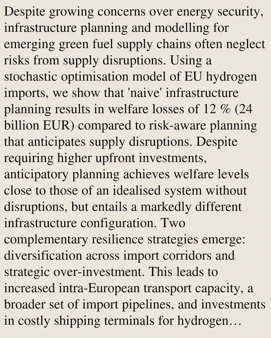 Despite growing concerns over energy security, infrastructure planning and modelling for emerging green fuel supply chains often neglect risks from supply disruptions. Using a stochastic optimisation model of EU hydrogen imports, we show that 'naive' infrastructure planning results in welfare losses of 12 % (24 billion EUR) compared to risk-aware planning that anticipates supply disruptions. Despite requiring higher upfront investments, anticipatory planning achieves welfare levels close to those of an idealised system without disruptions, but entails a markedly different infrastructure configuration. Two complementary resilience strategies emerge: diversification across import corridors and strategic over-investment. This leads to increased intra-European transport capacity, a broader set of import pipelines, and investments in costly shipping terminals for hydrogen carriers. Our results show that incorporating supply risk considerations into infrastructure planning helps prevent the 