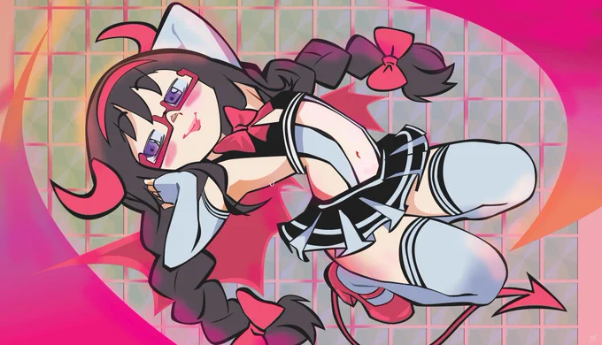 Homura Akemi from Madoka Magica in the Lucky Star Succubus Cheerleader Outfit