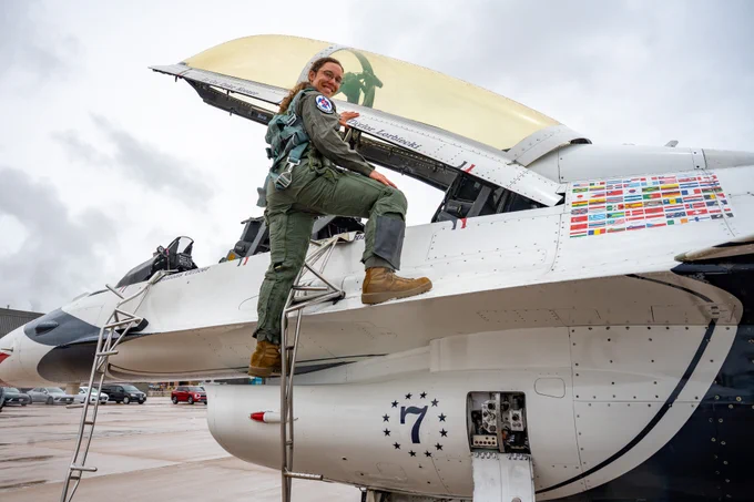 The Academy’s Civilian Instructor of the Year boards an Air Force Thunderbirds jet.