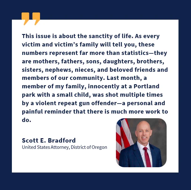 Graphic of quote and image of the U.S. Attorney Scott E. Bradford