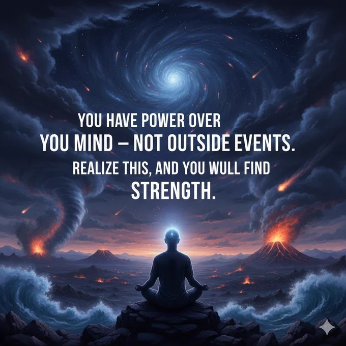 You have power over your mind – not outside events. Realize this, and you will find strength.
