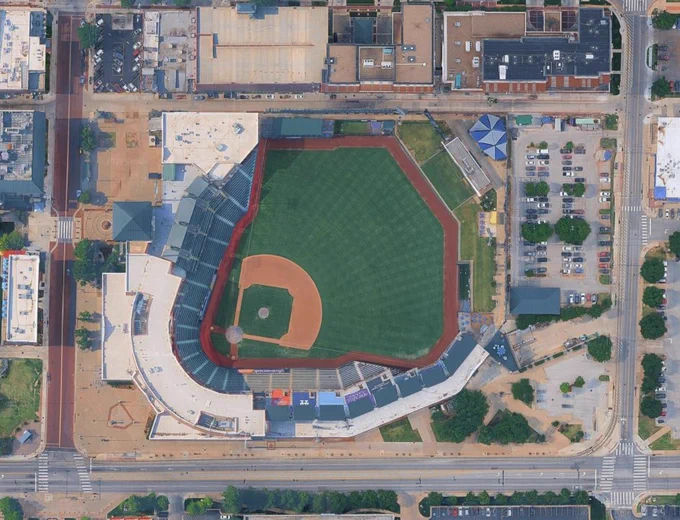 Aerial image of the ballpark from Google Earth
