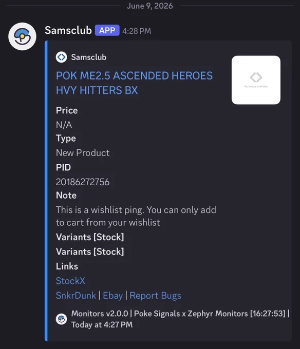New Pokemon product loading on the Sam’s Club website called ascended heroes heavy hitters box with no product picture