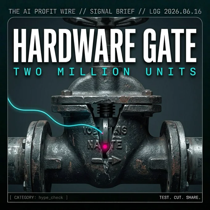 Plaud hype_check signal card from The AI Profit Wire, physical hardware gating $100M software ARR in cyber-noir design.