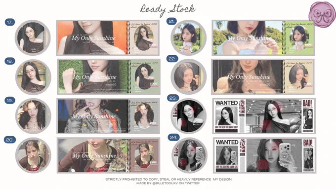17. Karina A
18. Karina B
19. Jennie
2O. Wendy

21. Joy
22. Anna 
23. Karina C
24. Wony B