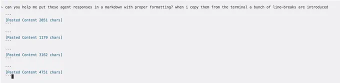 me asking for spark to format ~10k characters of text i copied from a terminal
