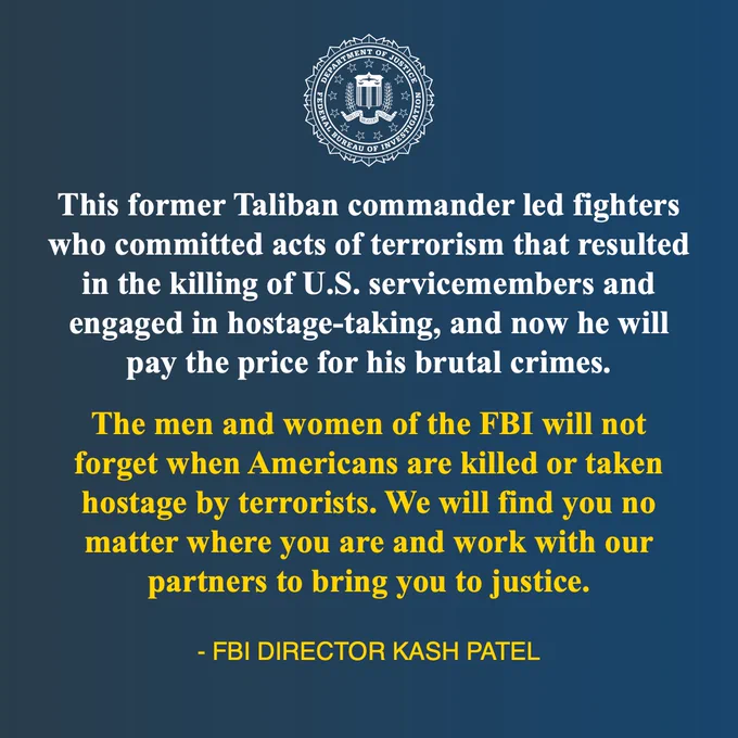 Quote from FBI Director Kash Patel. Visit the link in the text to learn more.