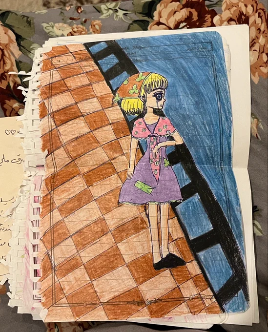 كنت فخورة بهذي الرسمة جداا اول مرة ارسم خلفية لشخصية رسمتها -للان ما احب ارسمهم-