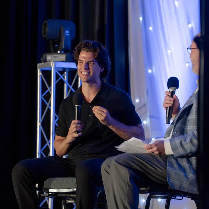 Photo of Luke Evangelista doing a Q   A session at the Middle Tennessee High School Sports Awards