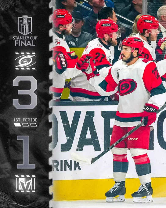The Canes lead the Knights 3-1 after the first period 