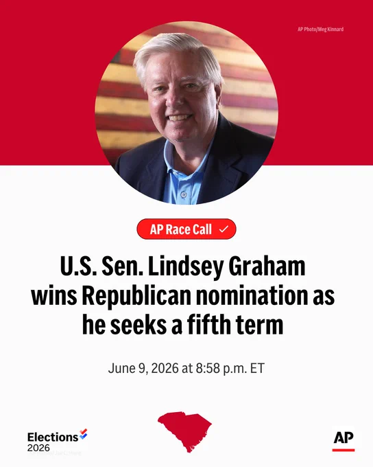 U.S. Sen. Lindsey Graham wins Republican nomination as he seeks a fifth term