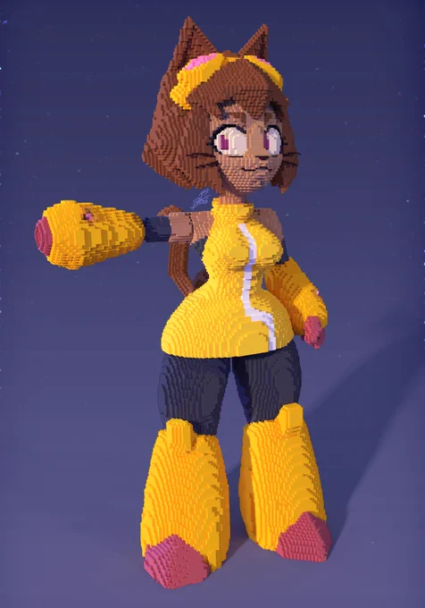 Minecraft sculpture of the character Kit from the indie animated pilot GAMEOVERSE.

Render created with Chunky (w/ multiple lighting passes) and composited in Photoshop CS6.