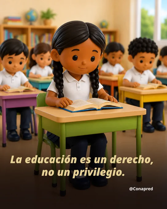 Imagen con el texto: La educación es un derecho, no un privilegio. 