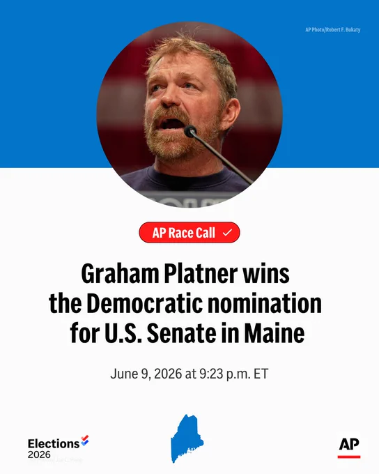 Graham Platner wins the Democratic nomination for U.S. Senate in Maine