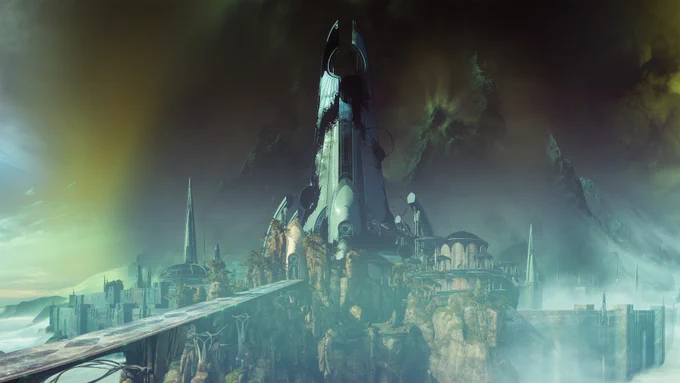 The corrupted Awoken Watchtower in the Dreaming City