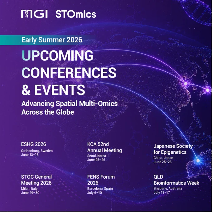 Early summer is packed with science — and we'll be there for all of it. MGI STOmics