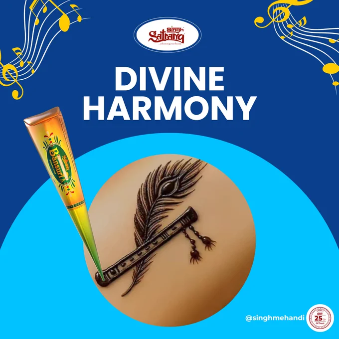 Divine Harmony
Music flows where the mind finds peace and the soul finds balance. 

Inspired by the timeless flute and peacock feather, this mehndi design celebrates creativity, mindfulness, and inner harmony. Just as music soothes the heart and yoga centers the spirit, every mehndi stroke becomes a moment of calm and self-expression.

Let art, rhythm, and wellness come together in a beautiful journey of balance and beauty. 

Because true harmony is felt, not just heard.

#singhsatrangmehandi #bestmehandicone #singh #singhbansuri #satrang #singhdecorative #SinghMehndiCone #MusicAndYoga #DivineHarmony #MindfulMelodies #YogaAndMusic #HealingThroughArt #MusicInspiredMehndi #FluteMehndi #CreativeMehndi #ArtisticMehndi #StylishMehndiDesign #AestheticMehndi #SimpleMehndiDesign #ModernMehndiDesign #HennaArt #HennaDesign #MehndiDesign #MehndiInspiration #MehndiLovers #MusicTherapy #YogaLifestyle #InnerPeace #MehandiDesign