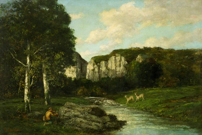 "Landscape with a Hunter", 1873, oil on canvas, 80.5 x 120.5 cm
https://collection.nmwa.go.jp/en/P.1976-0004.html

