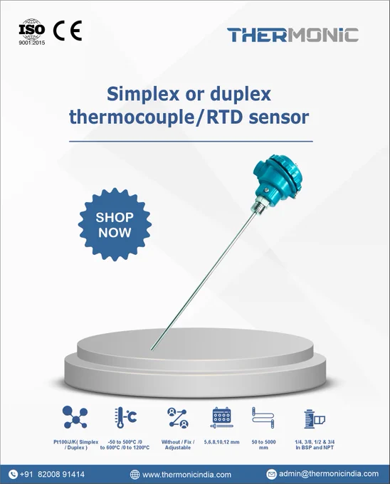 Connect with our instrumentation specialists for custom dimensions & technical quotes:

📞  91 8200891414
📧 sales@thermonicindia.com
🌐 www.thermonicindia.com
📍 Ahmedabad, Gujarat

#Instrumentation #RTD #Automation #Sensors #Thermonic