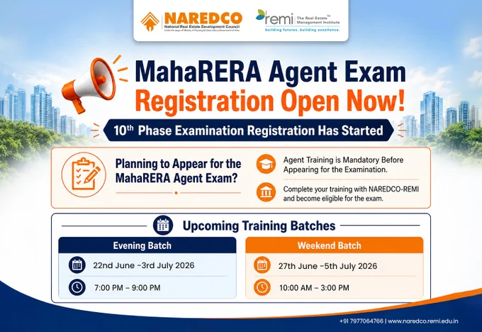 MahaRERA agent exam registration are now open