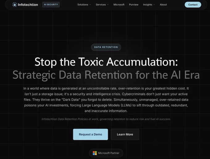 Infotechtion Data Retention: Stop the Toxic Accumulation:
Strategic Data Retention for the AI Era.

