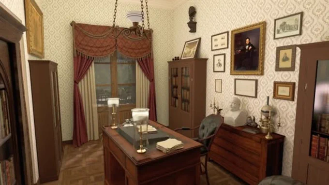 Recreación virtual en 3d del despacho de Mesonero Romanos