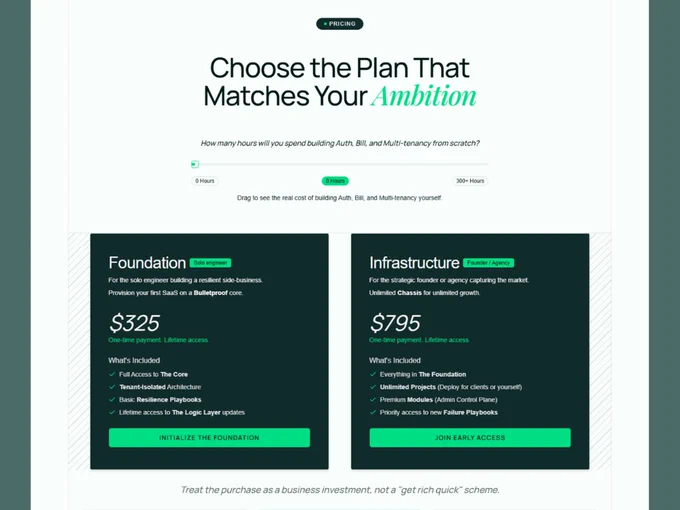 saas boilerplate pricing