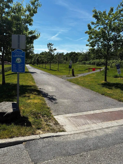 A photo of a barricaded pathway at Lalande Conservation Park. 