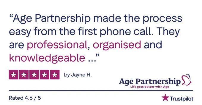 Customer testimonial praising Age Partnership for a smooth, professional, and knowledgeable service experience.