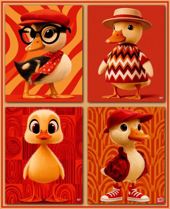 create an image of a cute duckling, but avoid all cliches and tropes, thinking outside the box to create something new --ar 4:5 --sref 2375362729 --sw 100 --stylize 300 --v 8.1