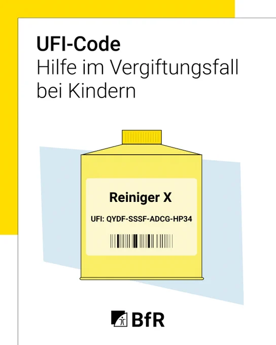 UFI-Code. Hilfe im Vergiftungsfall bei Kindern.