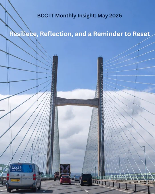 BccIT is a Welsh MSP providing outsourced IT services and support to businesses in the UK. Image shows a Bcc van crossing the Severn bridge - travelling between England and Wales