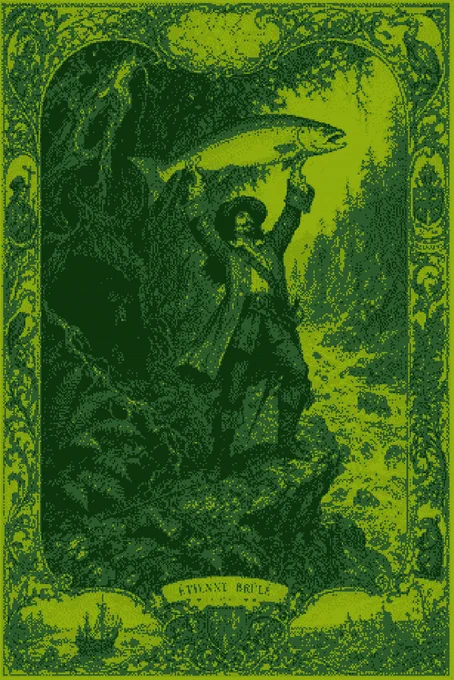 a pioneer man catching a gigantic salmon and holding it above his head